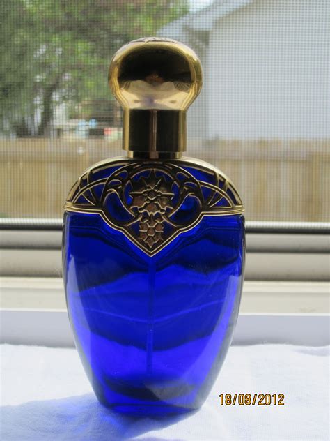 designer perfume in blue bottles.